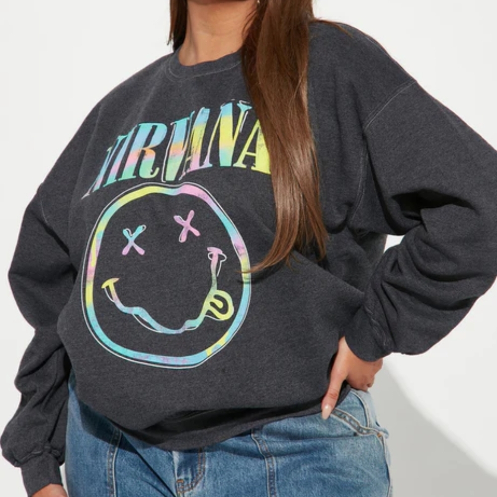 NIRVANA Charcoal Hoodie with Iconic Logo Size Xs Used Like New. - Picture 1 of 7